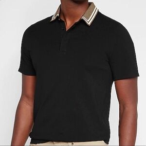 Express Men's Black and Gold Polo Shirt